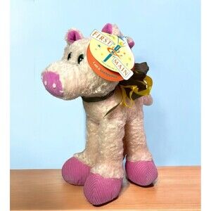 VTG RARE Lanky Doodle 10.5" Pink Pig Plush 2002 First & Main Stuffed Animal